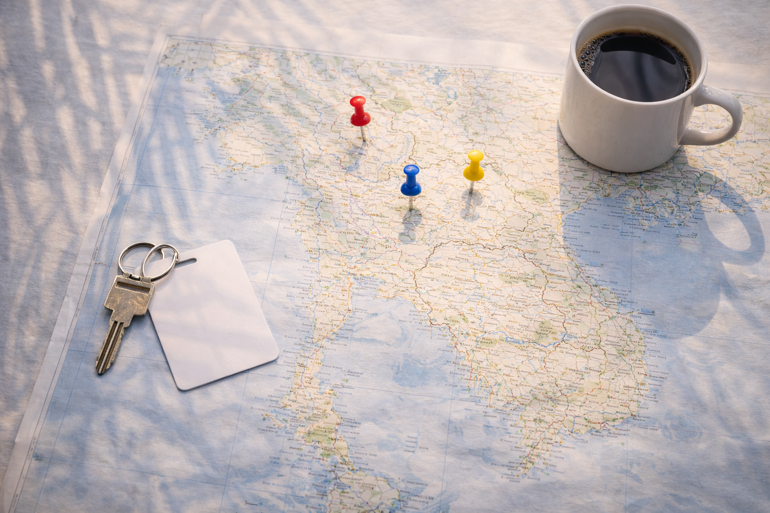 Thailand stay area pins map